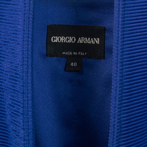 Giorgio Armani Cobalt-Blue Ribbed-Knit Blazer - Picture 8 of 11